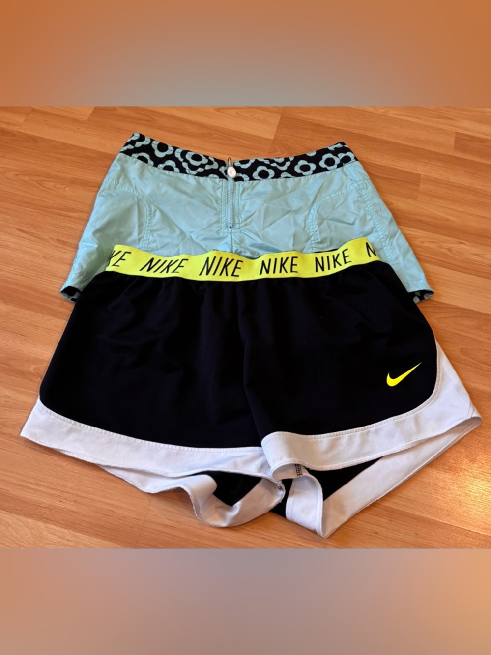 Nike Black Shorts with‎ Neon Yellow Accents